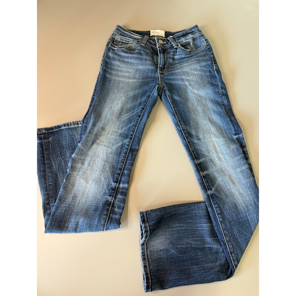 BKE Stella Mid-Rise Tailored Bootcut Jeans Blue Denim Size 24R 24x31.5